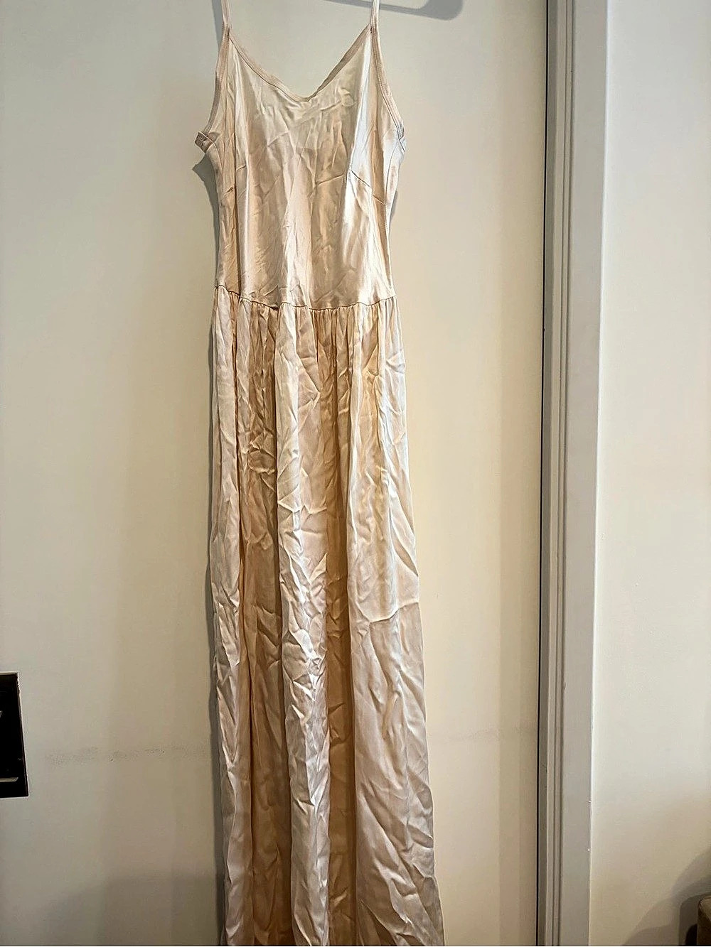 Flannel Essential Bias Silk Slip Dress Cream Size 0